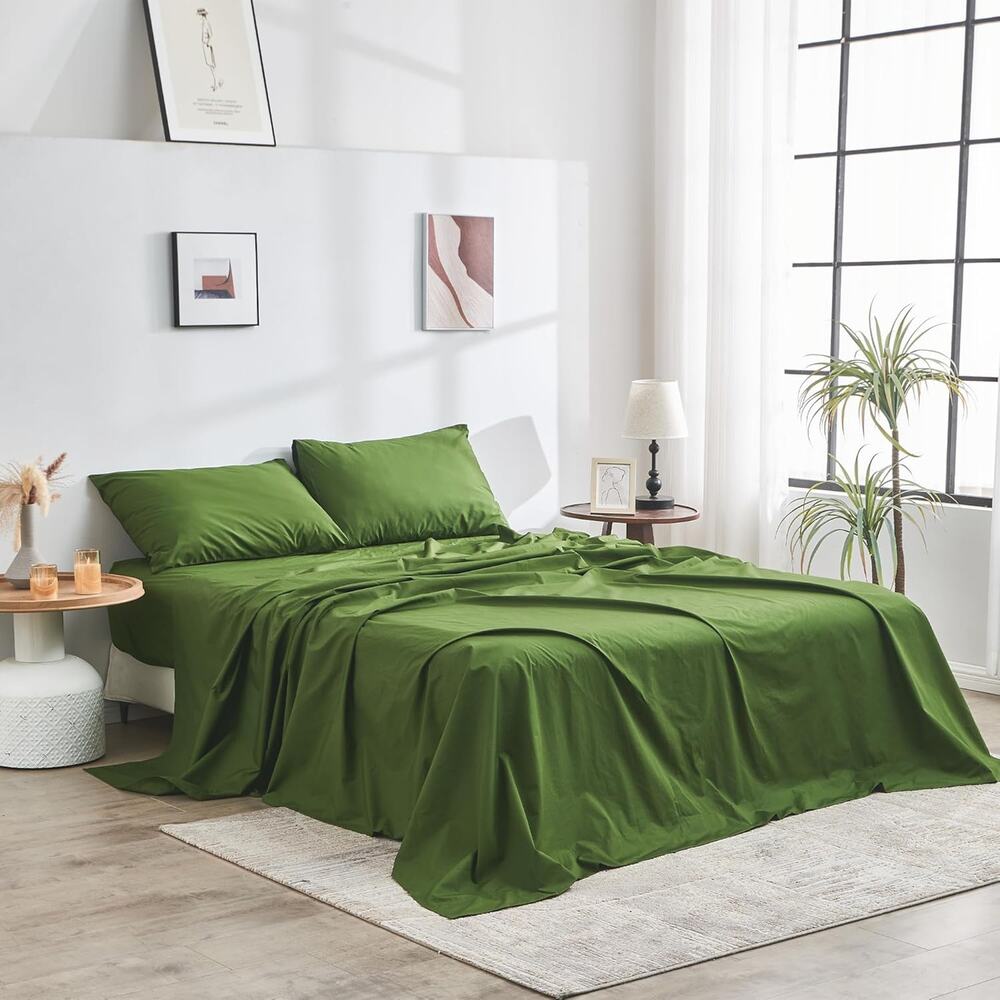 NWT Sijo DOZ Organic Cotton Percale  Matte 1 Flat Sheet Forest King/Cal King